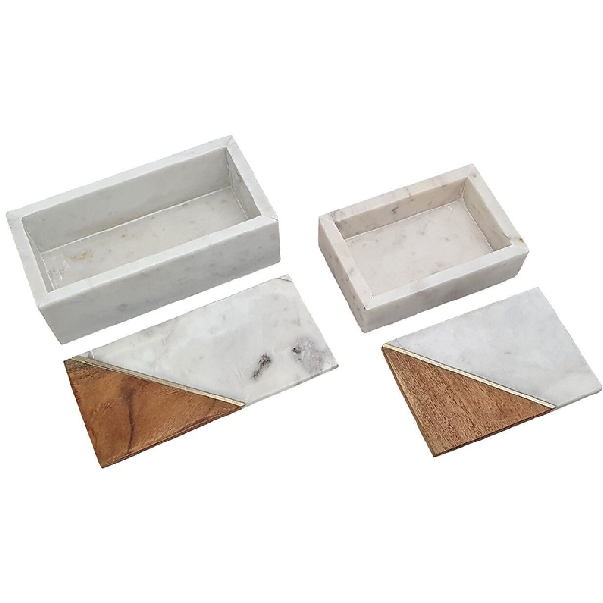 Anita 3.9 inch White/Brown Marble Boxes