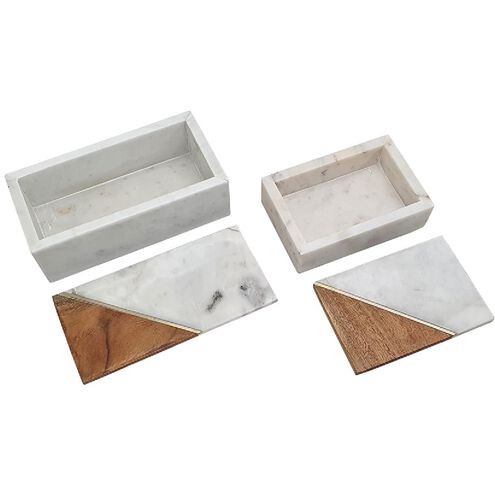 Anita 3.9 inch White and Brown Decorative Boxes