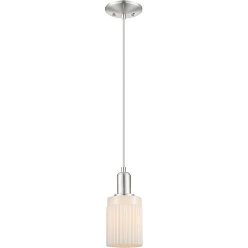 Arcadia Hadley 1 Light 4.88 inch Brushed Satin Nickel Mini Pendant Ceiling Light in Matte White