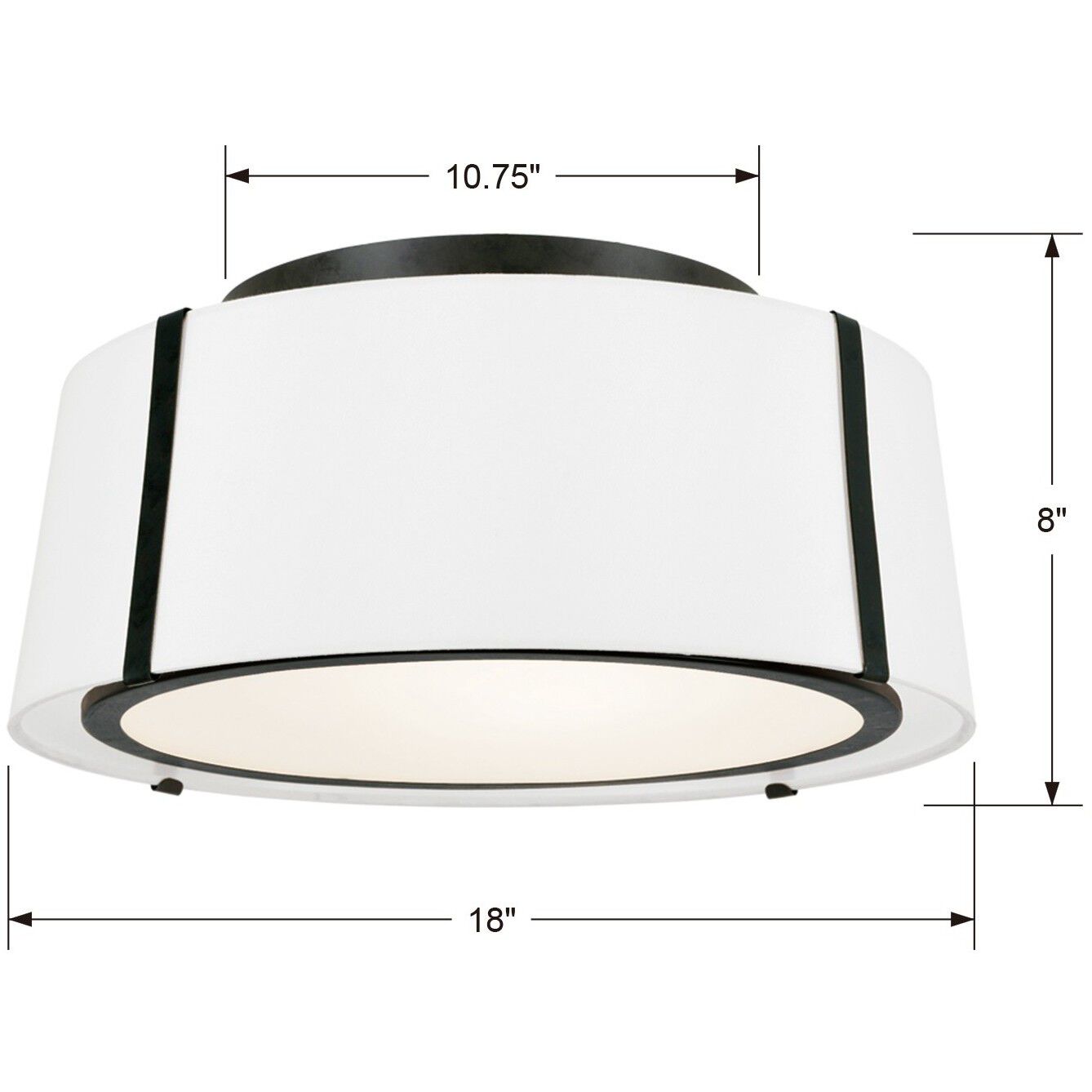 Fulton 3 Light 18 inch Black Semi Flush Ceiling Light