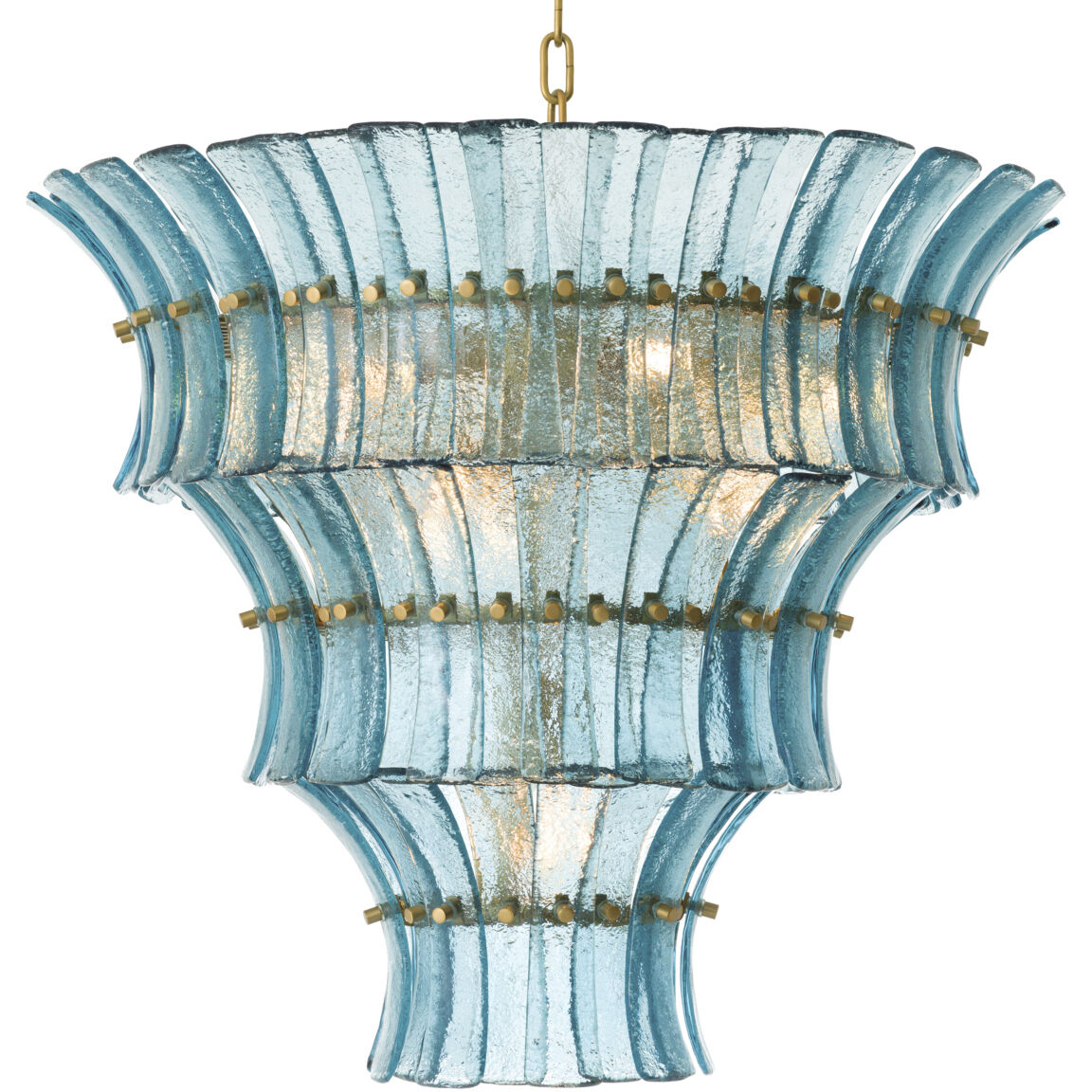 Toscano 10 Light 26.38 inch Antique Brass Chandelier Ceiling Light in Blue Glass