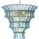 Toscano 10 Light 26.38 inch Antique Brass Chandelier Ceiling Light in Blue Glass