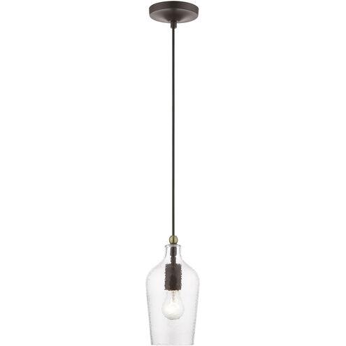 Avery 1 Light 5 inch Bronze with Antique Brass Accent Mini Pendant Ceiling Light