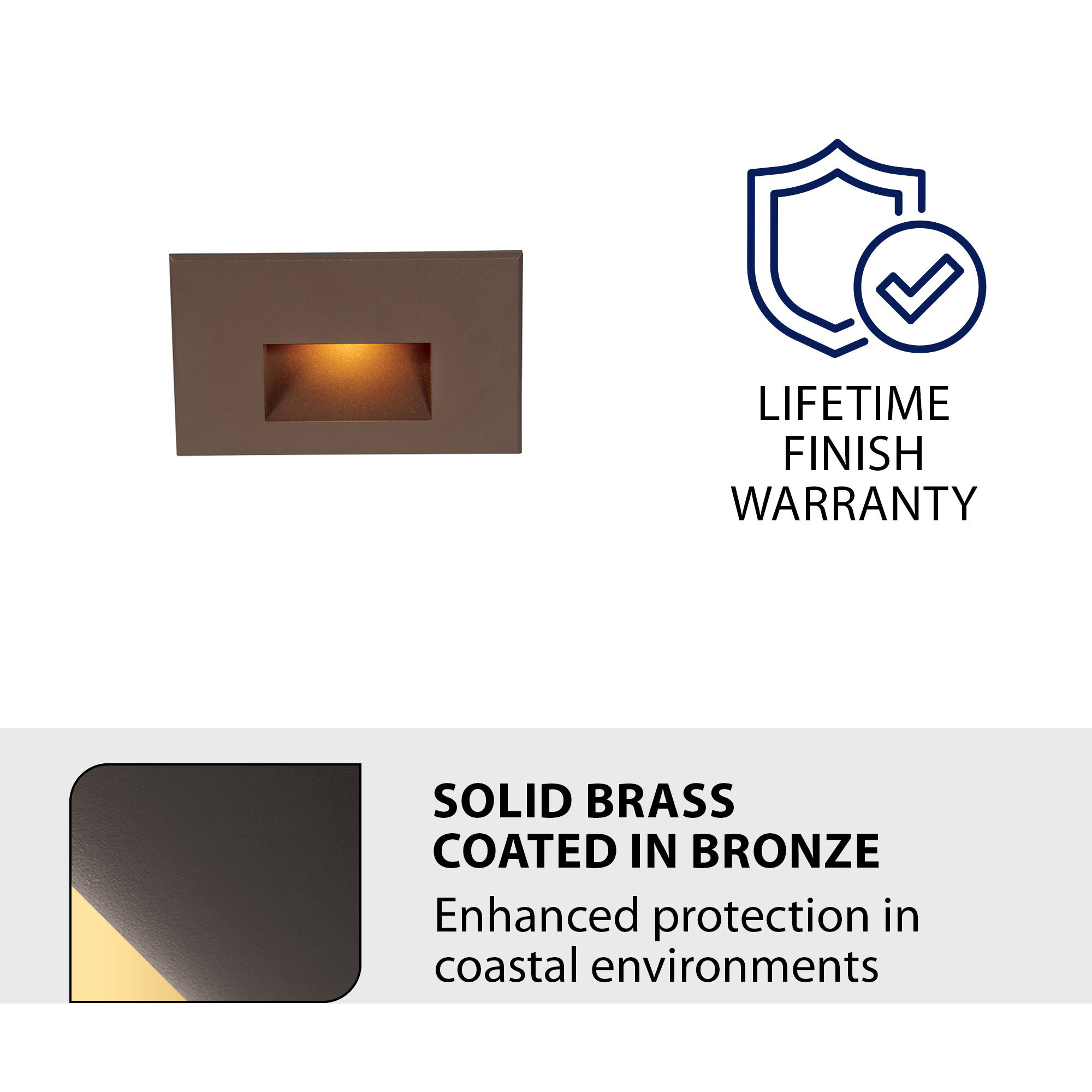 Tyler 12 2 watt Solid Brass Coated in Bronze Step and Wall Lighting in Amber, Bronzed Brass, WAC Landscape
