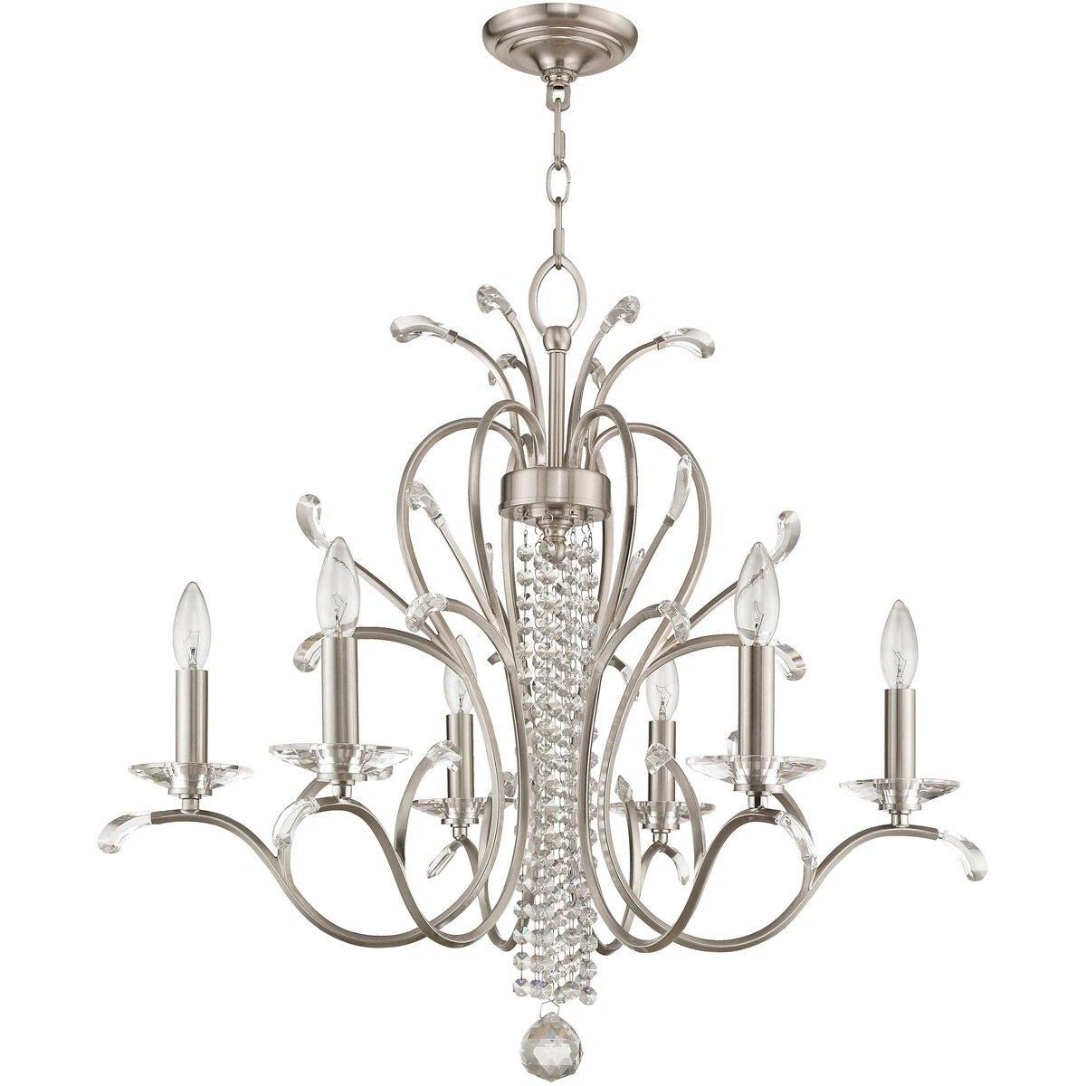 Serafina 6 Light 28 inch Brushed Nickel Chandelier Ceiling Light