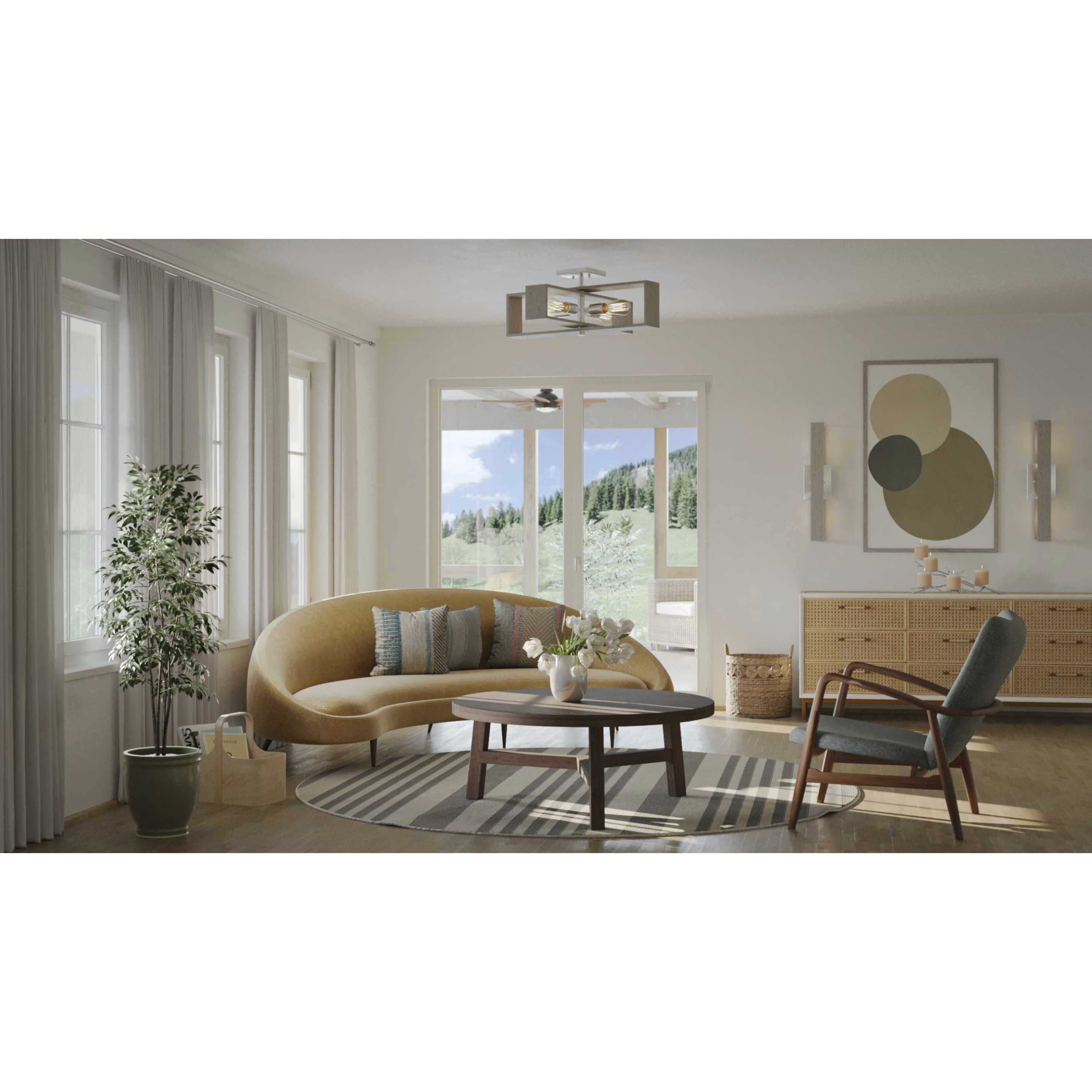 Boundary 4 Light 24 inch Brushed Nickel Semi-Flush Mount Ceiling Light, Design Series