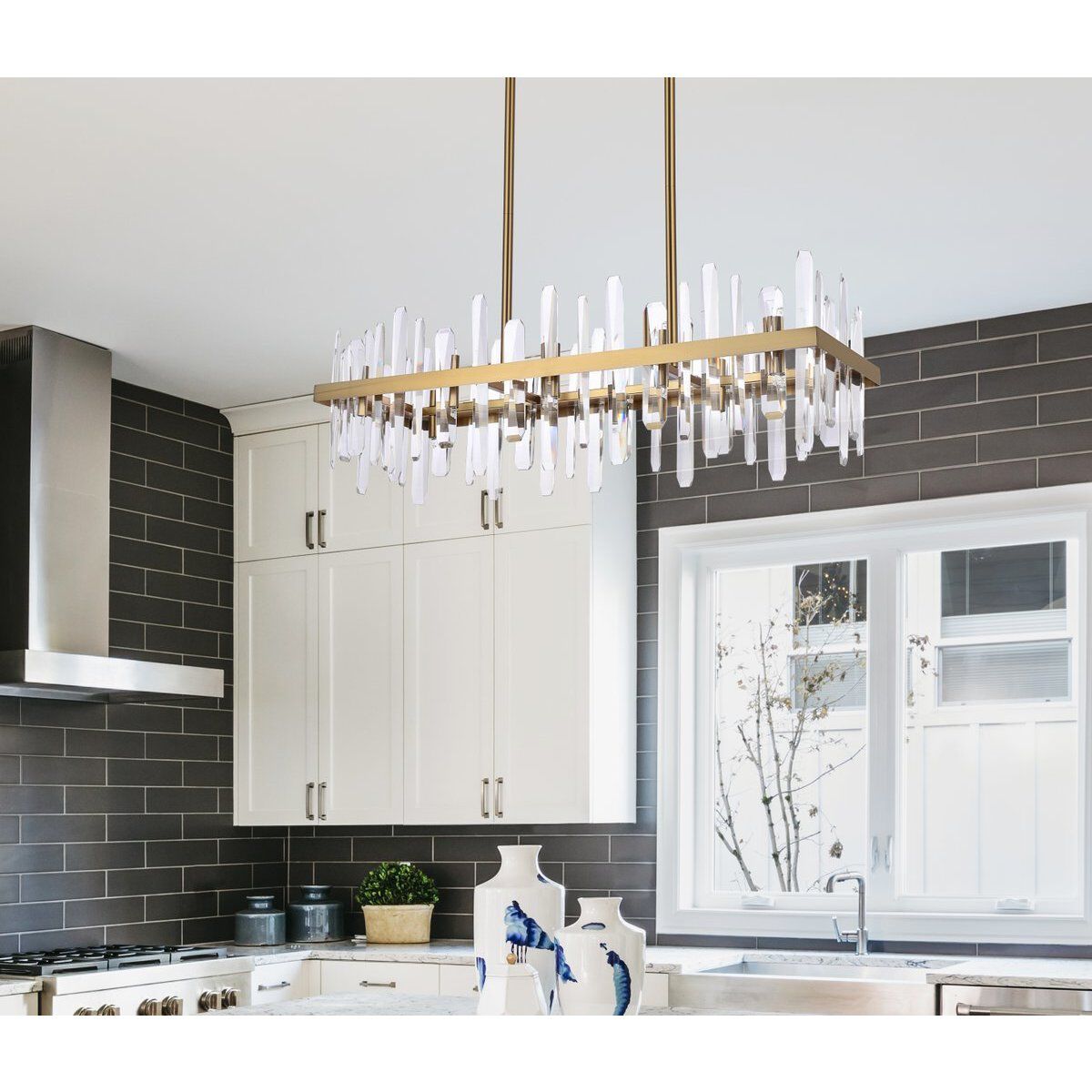 Serena 20 Light 36 inch Satin Gold Linear Chandelier Ceiling Light