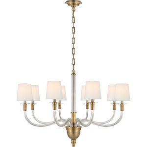 Thomas O'Brien Vivian 8 Light 36 inch Hand-Rubbed Antique Brass One-Tier Chandelier Ceiling Light in Linen, Large