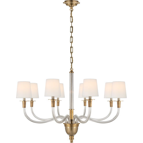 Thomas O'Brien Vivian 8 Light 36 inch Hand-Rubbed Antique Brass One-Tier Chandelier Ceiling Light in Linen, Large
