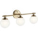 Benno 3 Light 24.5 inch Champagne Bronze Bath Bracket Wall Light, 3 Arm