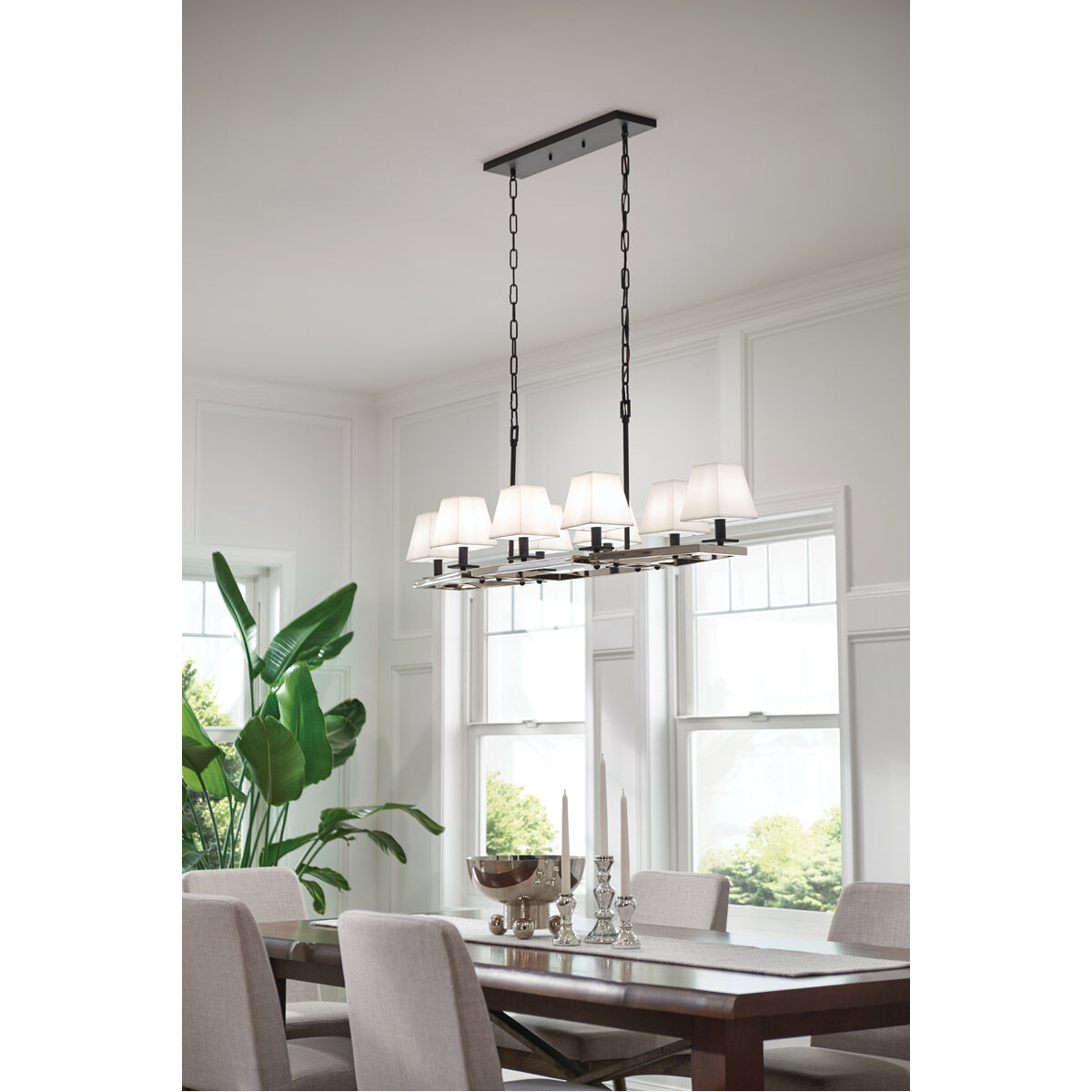 Dancar 8 Light 16 inch Polished Nickel Chandelier Linear (Double) Ceiling Light