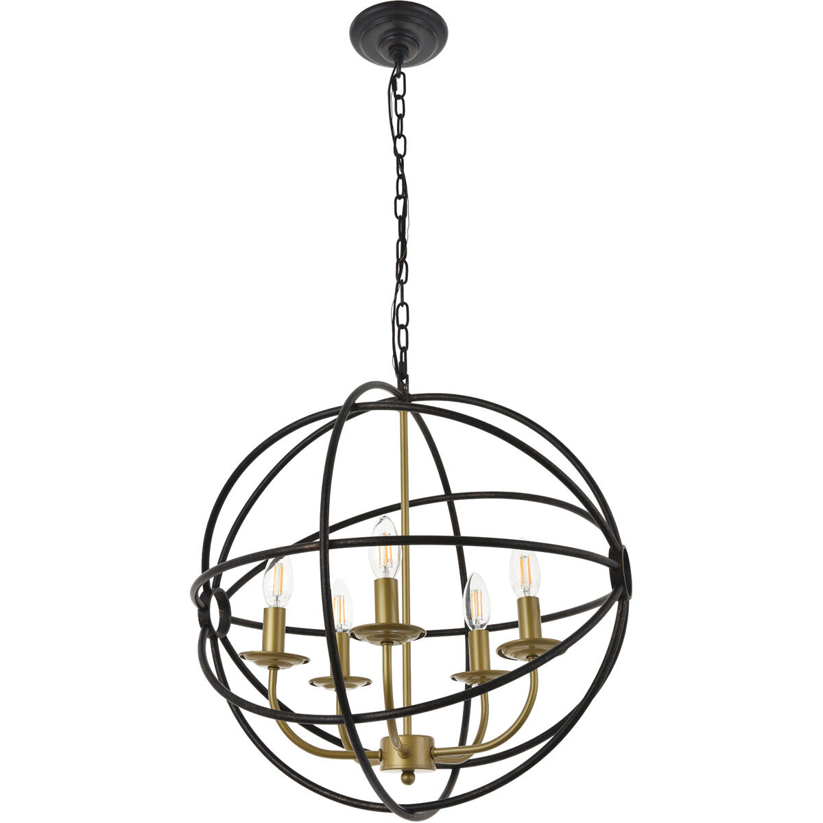 Octavia 5 Light 20 inch Brass and Dark Brown Pendant Ceiling Light