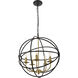Octavia 5 Light 20 inch Brass and Dark Brown Pendant Ceiling Light