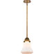 Nouveau 2 Bellmont LED 6 inch Brushed Brass Mini Pendant Ceiling Light in Matte White Glass