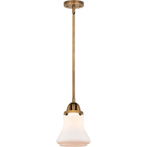 Nouveau 2 Bellmont LED 6 inch Brushed Brass Mini Pendant Ceiling Light in Matte White Glass