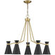 Lamar 5 Light 30 inch Matte Black with Warm Brass Chandelier Ceiling Light