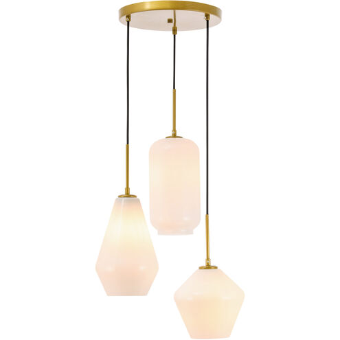 Gene 3 Light 17 inch Brass Pendant Ceiling Light