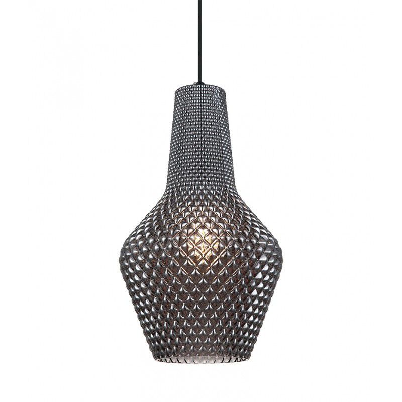 Quilted Gem 1 Light 9.88 inch Matte Black Pendant Ceiling Light in Smoke