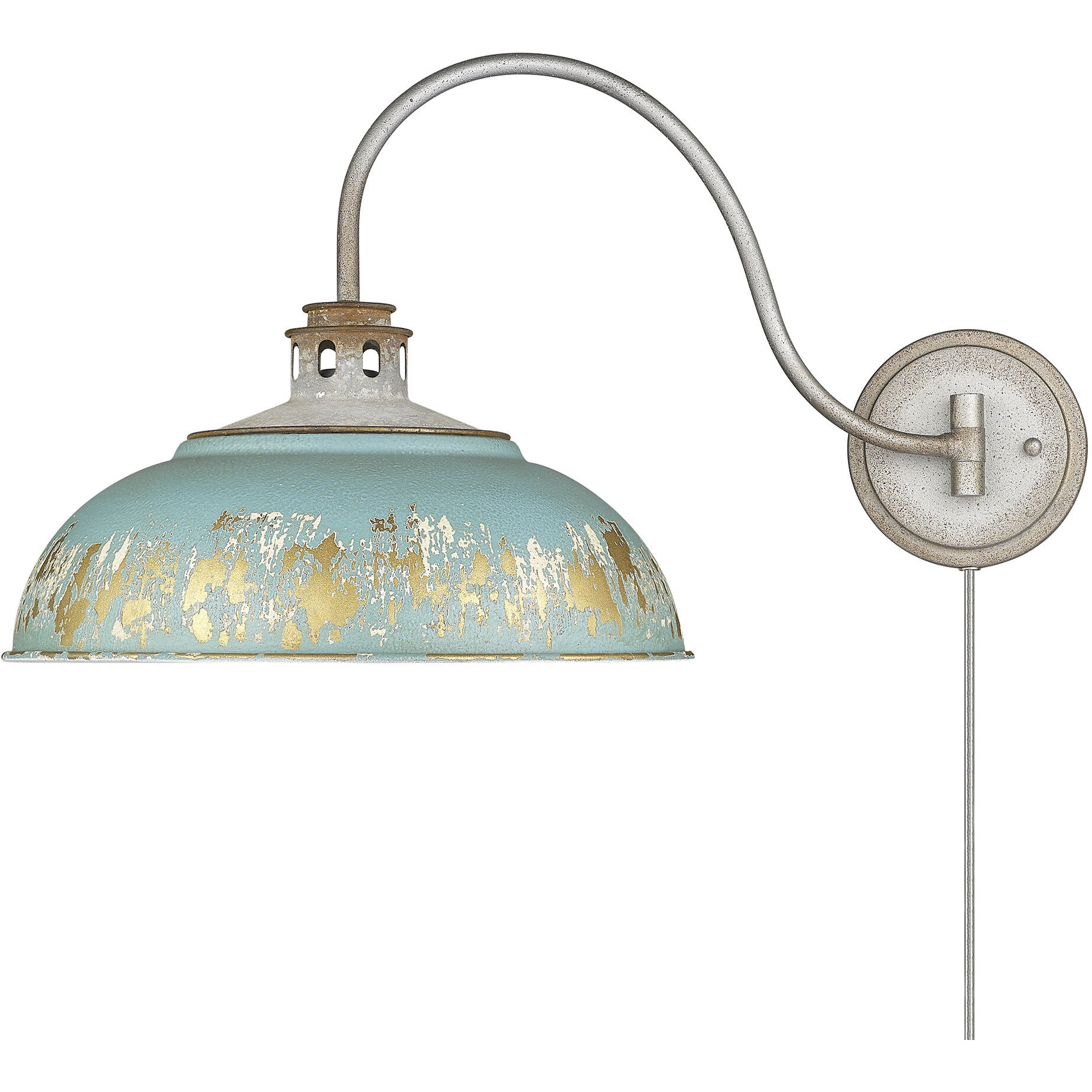 Kinsley 1 Light 14 inch Aged Galvanized Steel Swing Arm Wall Lamp Wall Light in Antique Teal