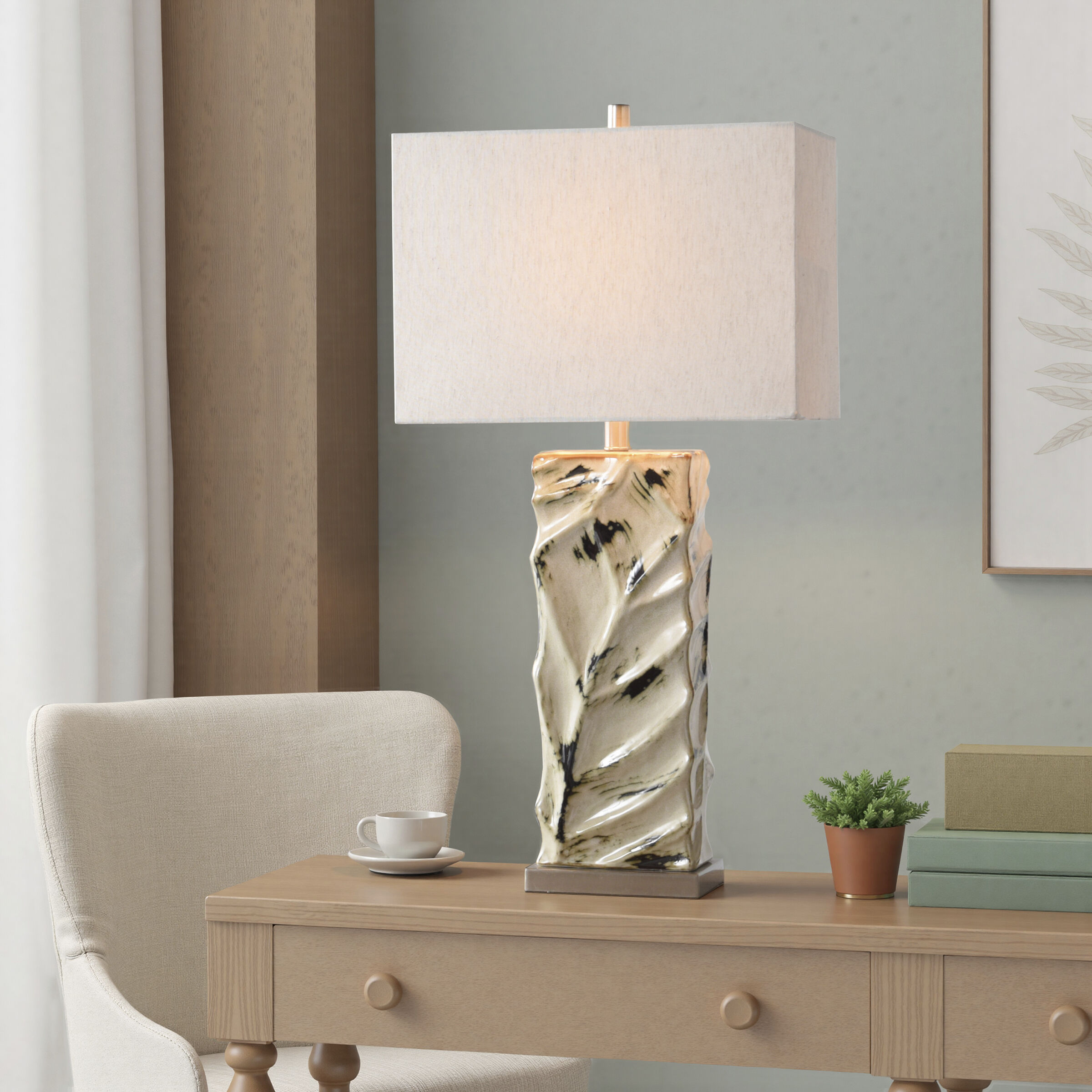 Bali Cream 33.5 inch 100 watt Bali Cream and White Table Lamp Portable Light