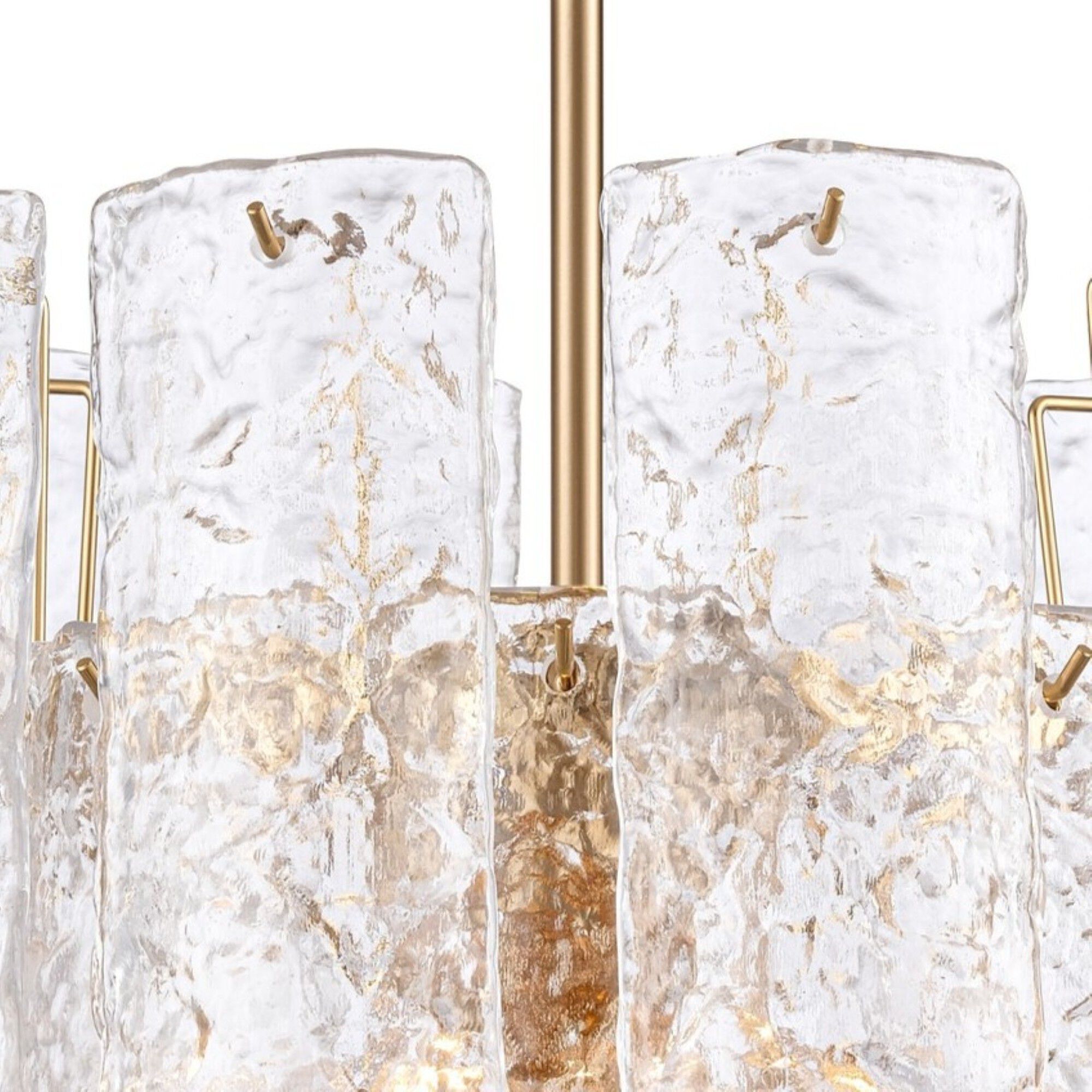 Fire and Ice 5 Light 16.75 inch Lacquered Gold Chandelier Ceiling Light in Clear Glass