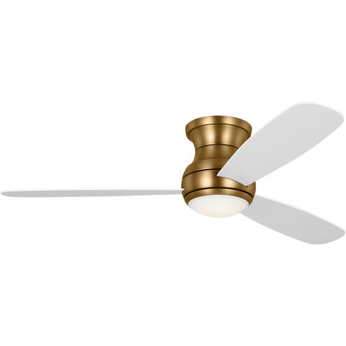 Orbis 52 Hugger LED 52 inch Satin Brass with Matte White Blades Indoor/Outdoor Ceiling Fan