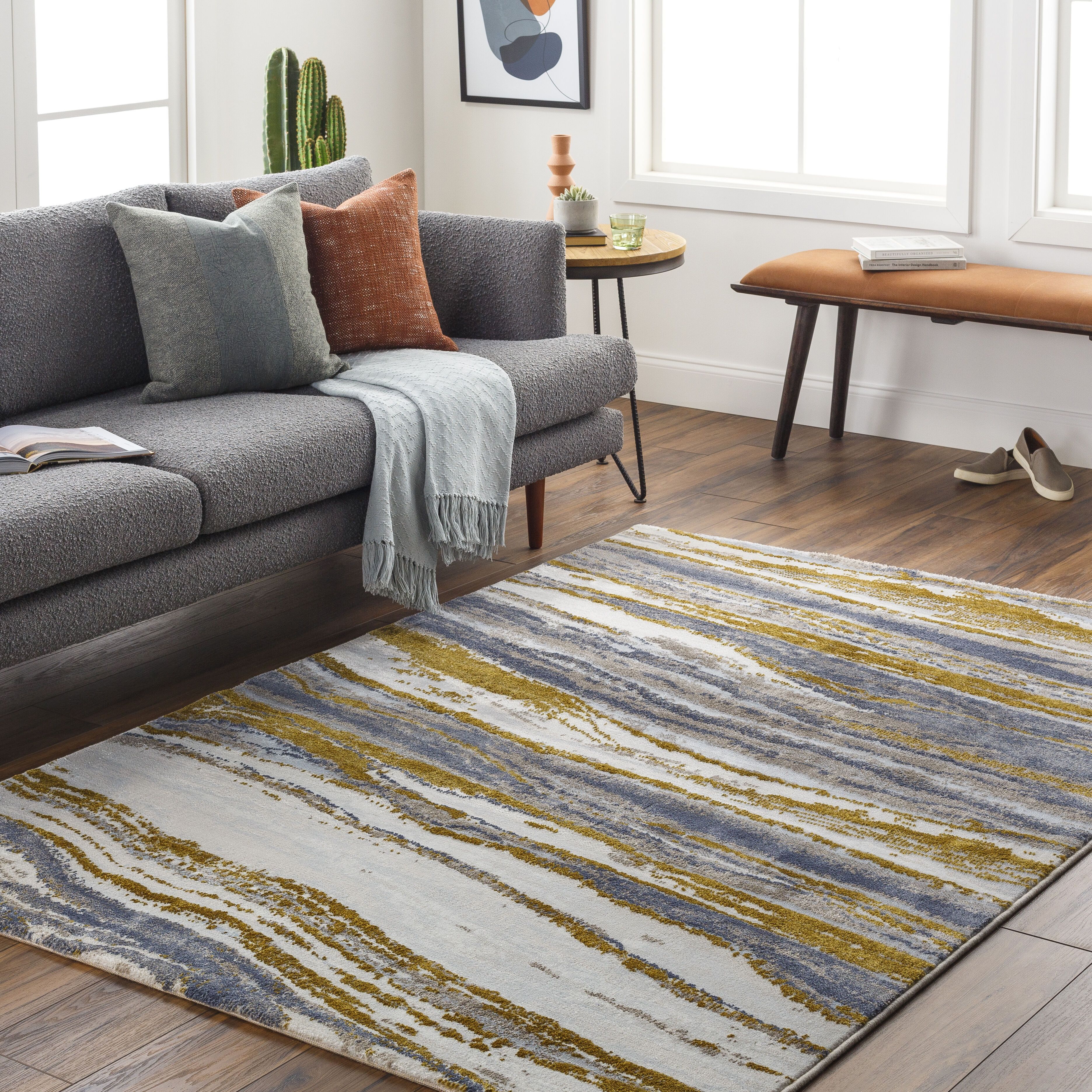 Delight 91 X 63 inch Light Gray Rug, Rectangle