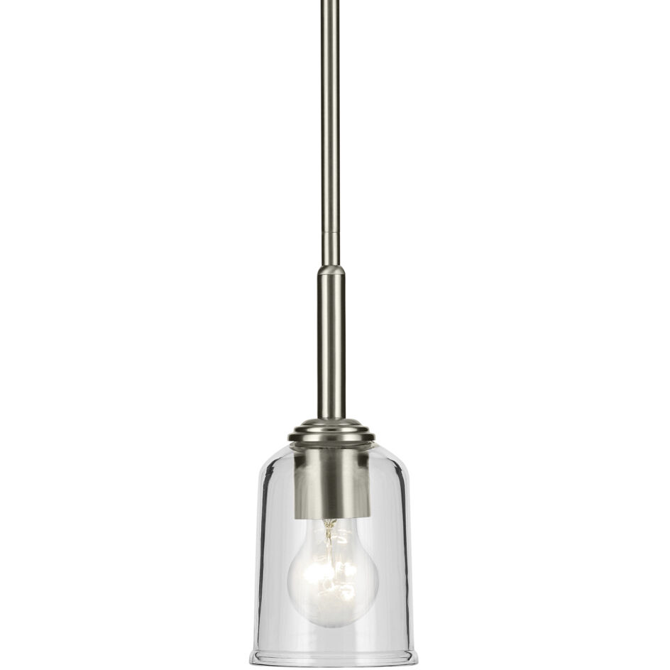 Shailene 1 Light Brushed Nickel Mini Pendant Ceiling Light in Clear