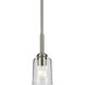 Shailene 1 Light Brushed Nickel Mini Pendant Ceiling Light in Clear