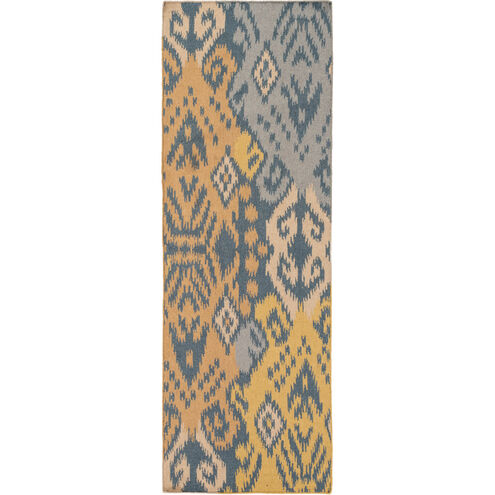 Wanderer 96 X 30 inch Blue and Brown Runner, Wool