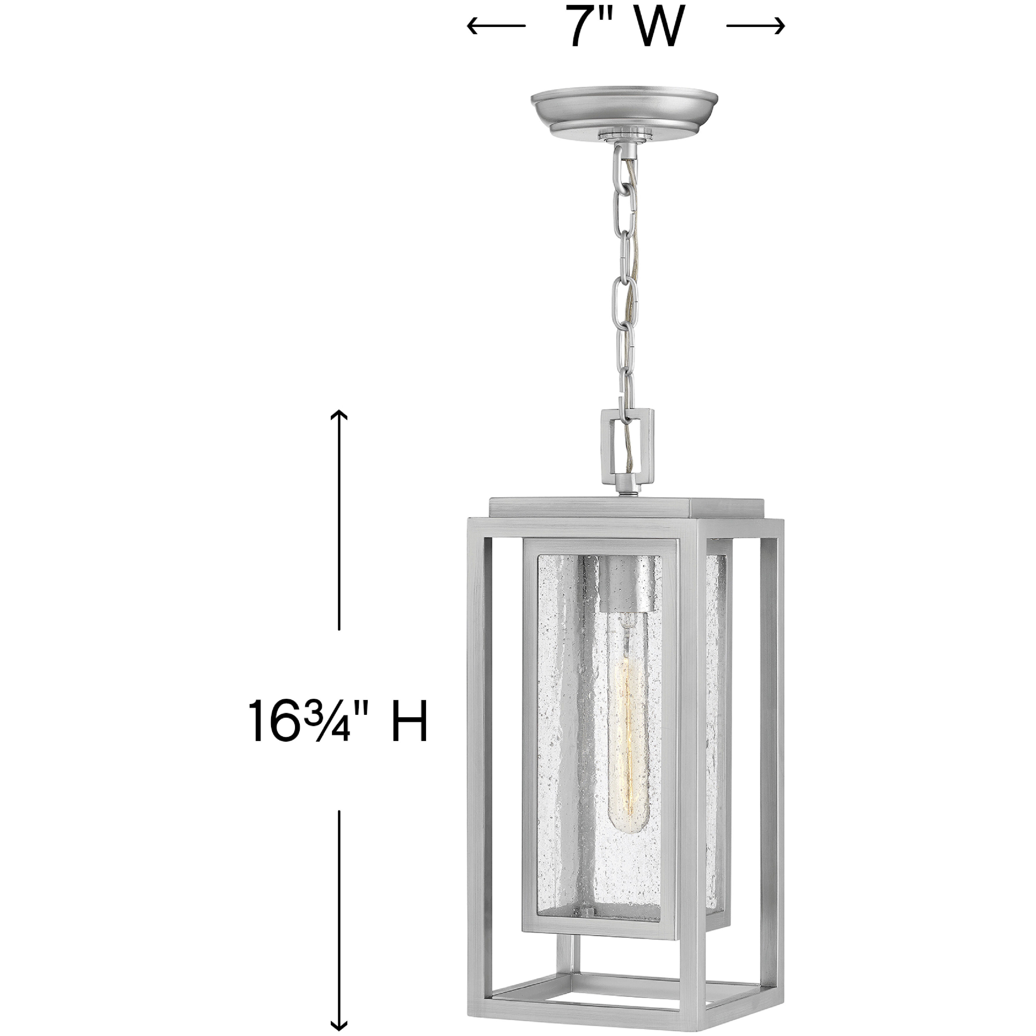 Coastal Elements Republic LED 7 inch Satin Nickel Outdoor Hanging Lantern, Estate Series