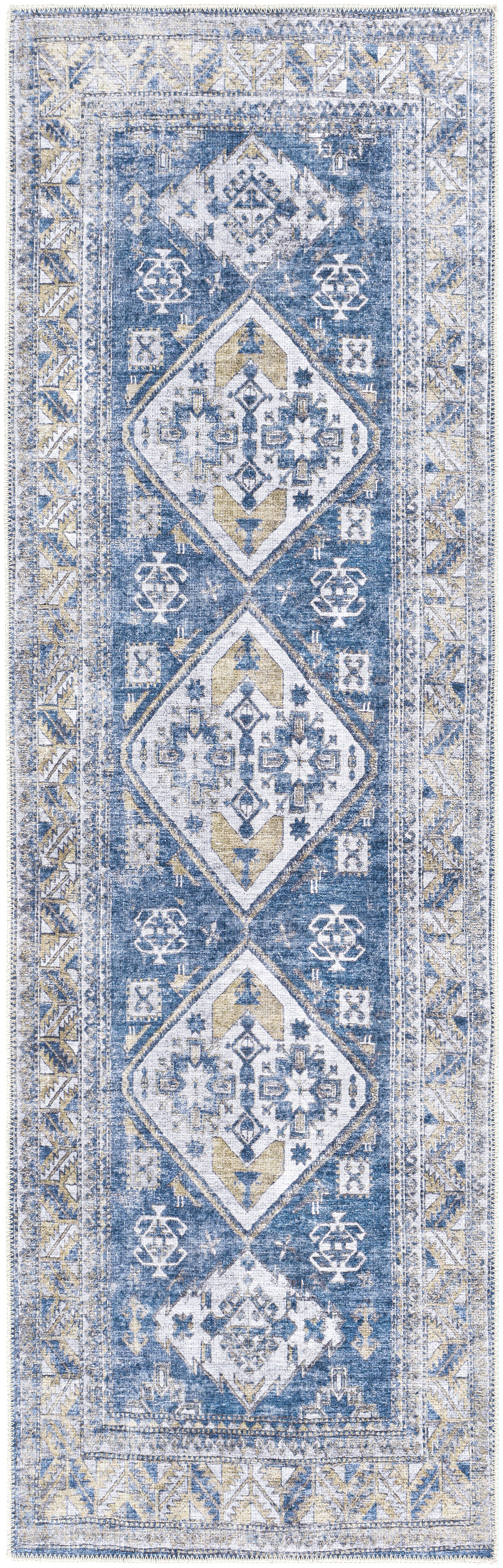 Amelie 94 X 31 inch Dark Blue Rug in 2.5 x 8, Runner