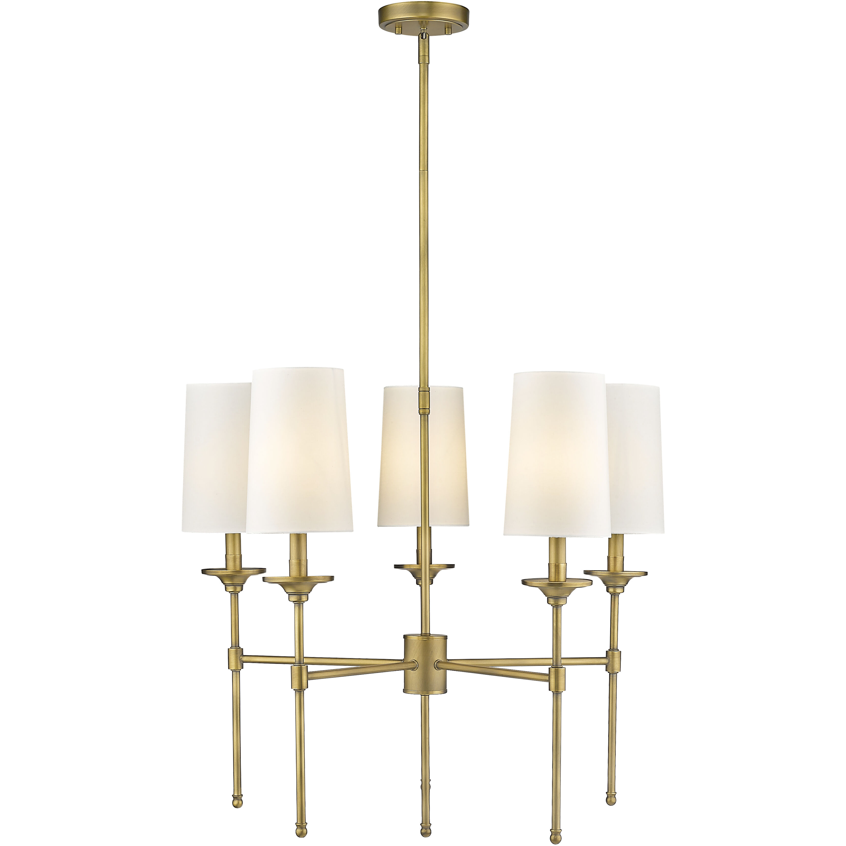 Emily 5 Light 28 inch Rubbed Brass Chandelier Ceiling Light