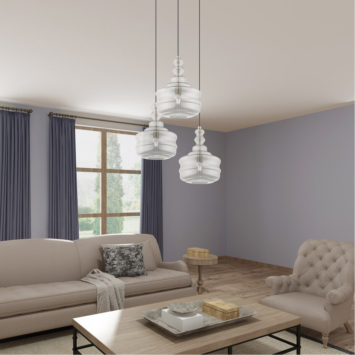 Art Glass 1 Light 13 inch Brushed Nickel Mini Pendant Ceiling Light