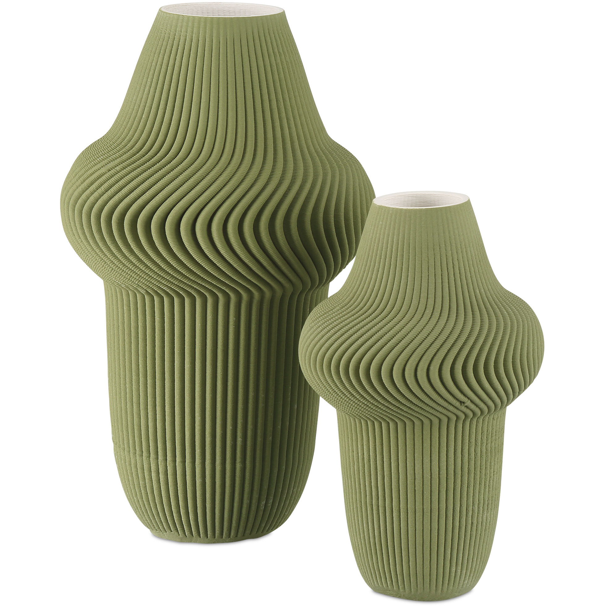 Green Plisse 10 X 6.25 inch Vase, Medium