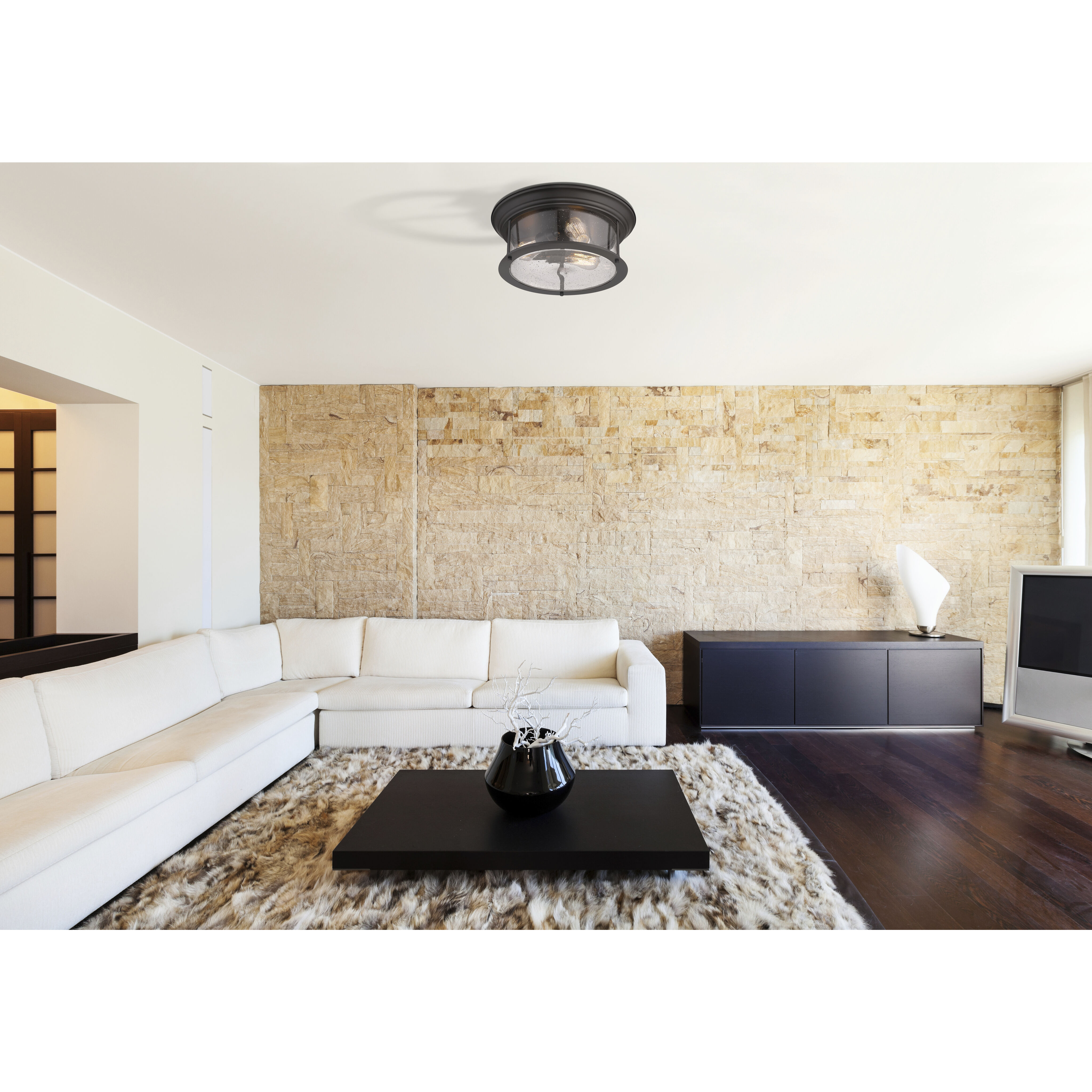 Sonna 3 Light 15.5 inch Bronze Flush Mount Ceiling Light