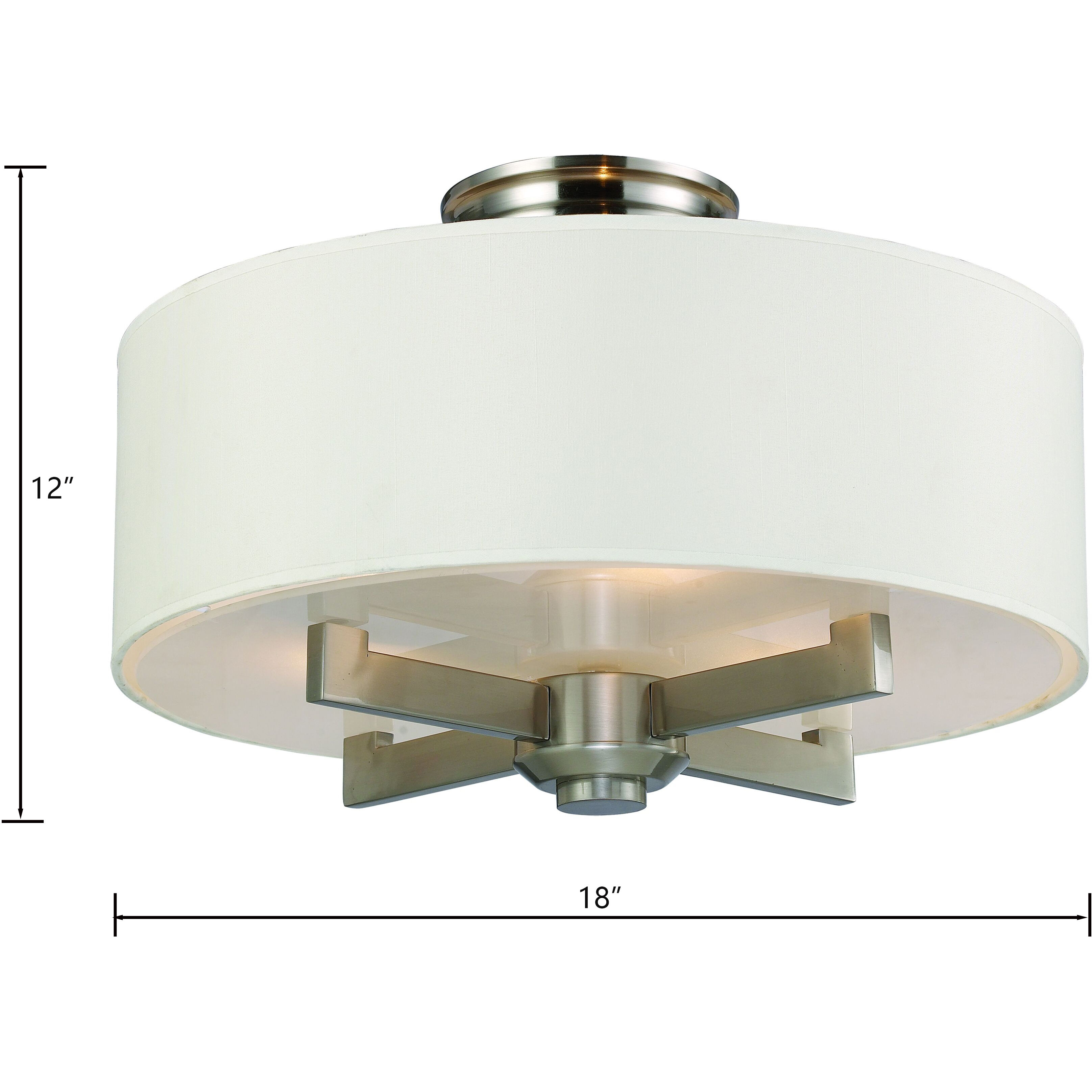 Seven Springs 3 Light 18 inch Satin Nickel Semi Flush Mount Ceiling Light