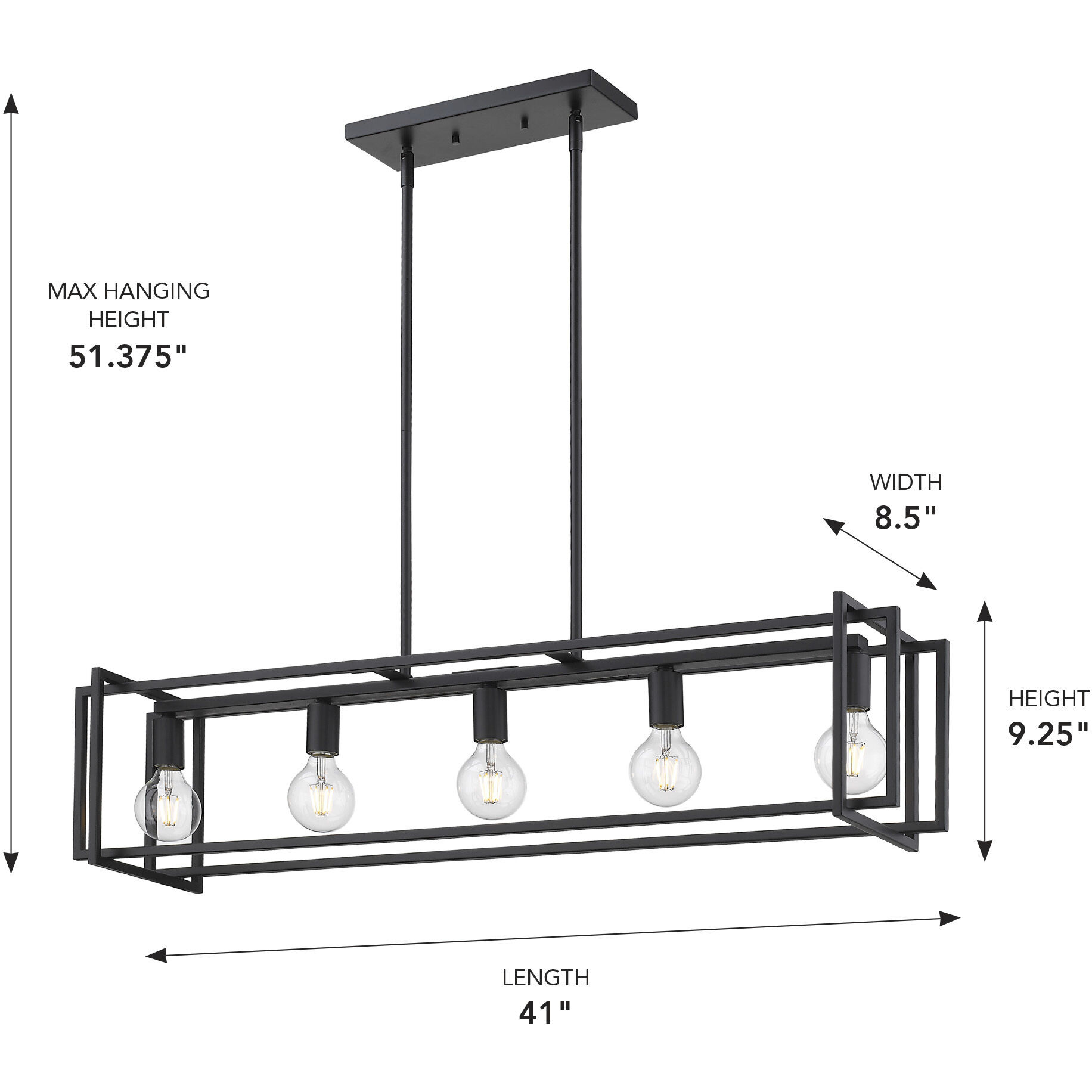 Tribeca Island Light Ceiling Light in Matte Black/Matte Black
