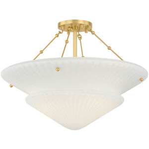 Loburn 3 Light 20.25 inch Aged Brass Semi Flush Ceiling Light