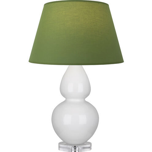 Double Gourd 30 inch 150.00 watt Lily Glazed Ceramic with Lucite Base Table Lamp Portable Light in Tea Green with Taupe