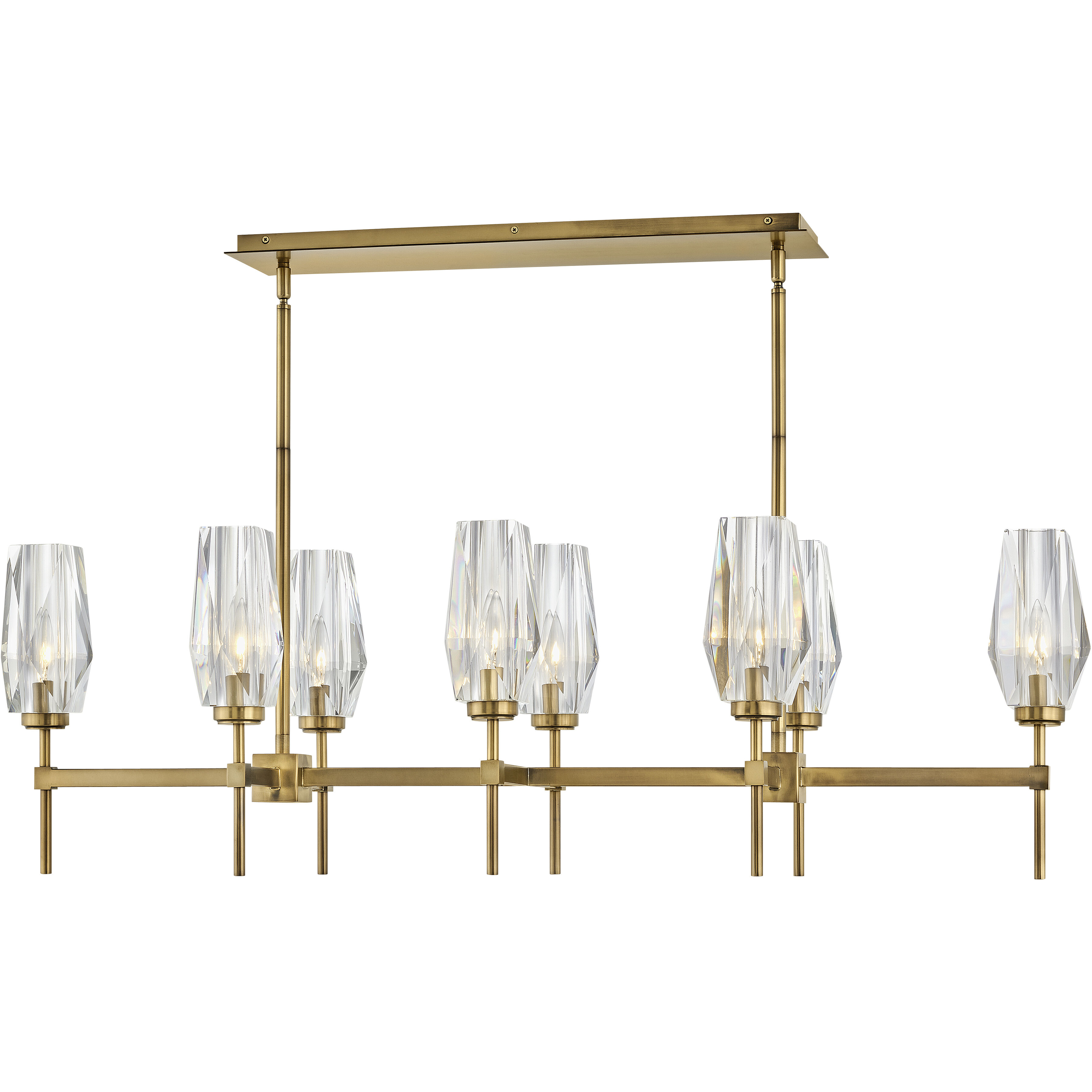 Ana 8 Light 46 inch Heritage Brass Indoor Linear Chandelier Ceiling Light