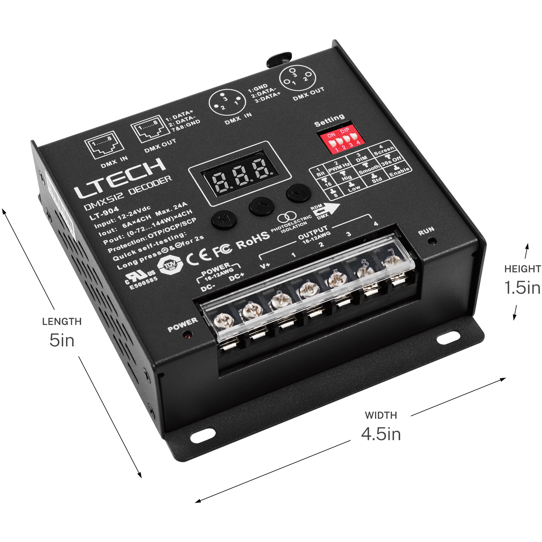 Tunable Dry Black Wireless DMX 512 Decoder