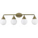 Portsmith 4 Light 36 inch Raw Brass Vanity Light Wall Light