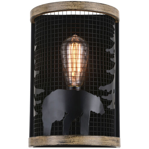Kodiak LED 8 inch Black and Burnished Teak Wall Light