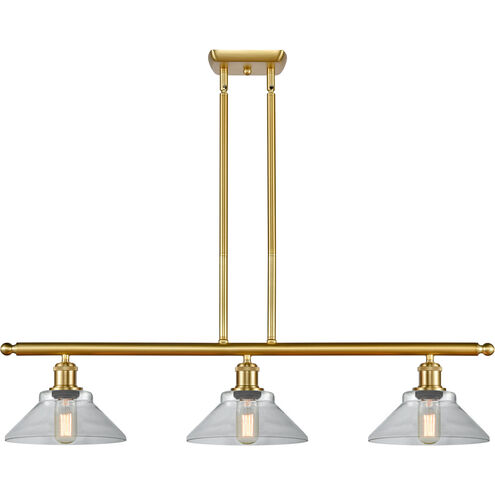 Ballston Orwell LED 36 inch Satin Gold Island Light Ceiling Light in Clear Glass, Ballston