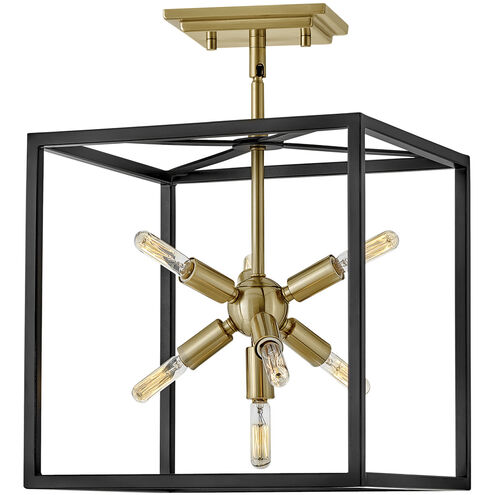 Lisa McDennon Aros 7 Light 13 inch Black with Warm Brass Indoor Pendant Ceiling Light, Convertible to Semi-Flush