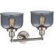 Franklin Restoration Large Bell LED 19 inch Brushed Satin Nickel Bath Vanity Light Wall Light in Plated Smoke Glass, Franklin Restoration