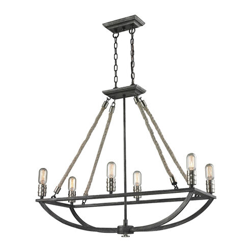 South Bay 6 Light 13 inch Polished Nickel with Silvered Graphite Chandelier Ceiling Light