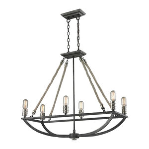 South Bay 6 Light 13 inch Polished Nickel with Silvered Graphite Chandelier Ceiling Light