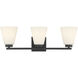 Strayhan 3 Light 22 inch Matte Black Bathroom Vanity Light Wall Light